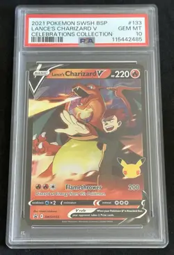 Lance’s Charizard V SWSH133 PSA 10 Celebrations Promo Card (2025 Cert) - Image 1