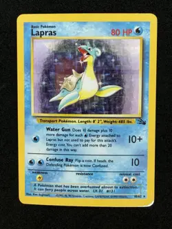 Pokemon TCG Lapras 10/62 Fossil Unlimited Holo Rare - Image 1