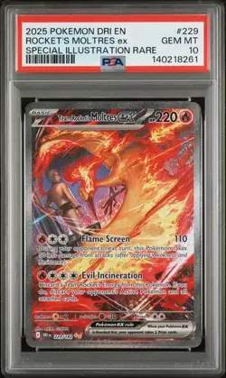 Pokemon 2025 Team Rocket's Moltres ex 229/182 SIR Destined Rivals GEM MT PSA 10 - Image 1