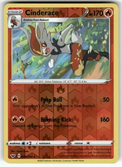 Cinderace (035) SWSH01: Sword & Shield Base Set Holo Rare,Holo Pokemon NM - Image 1