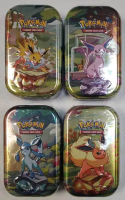 Pokemon Card 4x Scarlet & Violet Prismatic Evolutions Mini Tin SEALED - Image 1
