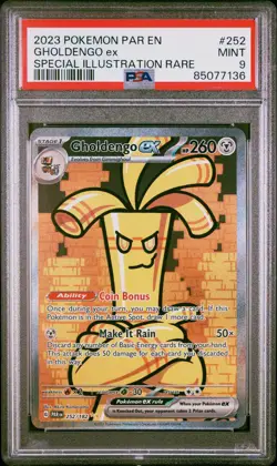 PSA 9 MINT Gholdengo ex 252/182 Paradox Rift SIR Holo Rare Pokemon Card - Image 1