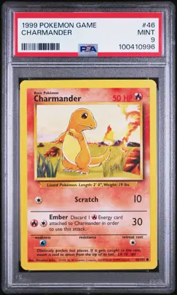 PSA 9 - Charmander 46/102 Base Set Unlimited WOTC 1999 Pokemon TCG - Image 1