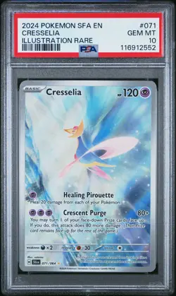 2024 POKEMON SFA EN-SHROUDED FABLE ILLUSTRATION RARE #071 CRESSELIA PSA 10 - Image 1