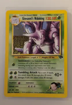 Pokemon Giovanni's Nidoking Gym Challenge Holo Rare 7/132 120 HP Sugimori WOTC - Image 1