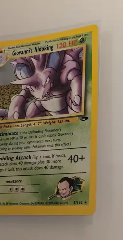 Pokemon Giovanni's Nidoking Gym Challenge Holo Rare 7/132 120 HP Sugimori WOTC - Image 4