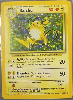 Pokemon TCG Raichu Base Set 14/102 Holo Unlimited Holo Rare - Image 1