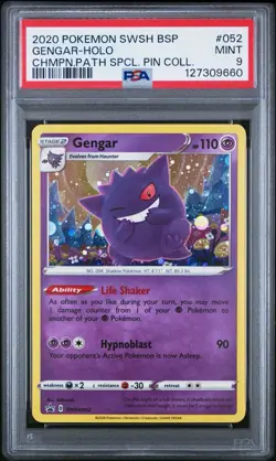 Pokemon Gengar Champion's Path Special Pin Collection Holo Promo SWSH052 PSA 9 - Image 1