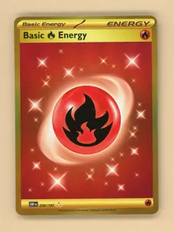 POKEMON S&V Obsidian Flames - GOLD Hyper Rare - BASIC FIRE ENERGY #230/197 - Image 1