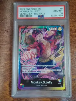 PSA 10 Monkey D. Luffy #P Sealed Battle Vol. 2 One Piece Card Regular 2024 - Image 1