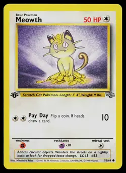 Pokemon Card - Meowth 1st Edition Jungle 56/64 Common - Image 1