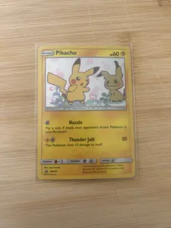 Pikachu SM162 Black Star Promo Holo Pokemon Card NM Mimikyu Artwork GRADABLE - Image 1