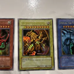 2003 YUGIOH 3 CARD EGYPTIAN GOD PROMO SET: GBI Silfer/Obelisk/Ra Dragon - Image 3