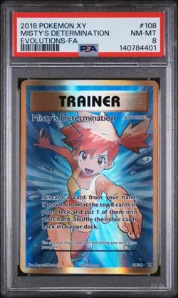 PSA 8 NM-MT 2016 POKEMON XY EVOLUTIONS #108 FULL ART/MISTY'S DETERMINATION - Image 1