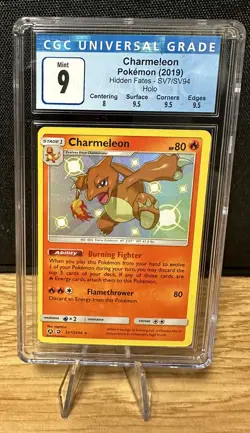Charmeleon Shiny Pokemon TCG Hidden Fates SV7/SV94 Holo Shiny Holo Rare CGC 9 - Image 1