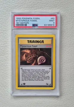 Mysterious Fossil – 1st Edition – PSA 9 – Fossil - 1999 #62/62 – Pokemon Vintage - Image 1