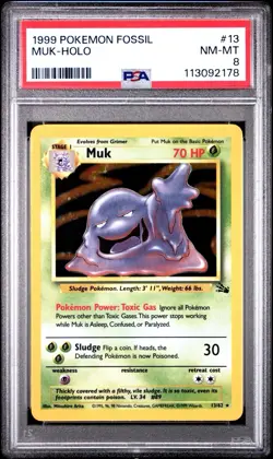 1999 POKEMON FOSSIL #13 MUK HOLO PSA 8 - Image 1