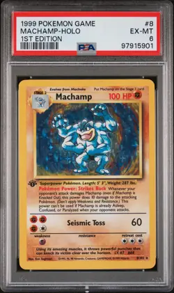 1999 POKEMON BASE SET 1ST EDITION #8 MACHAMP-HOLO PSA 6 - Image 1