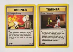 Pokemon Gym Heroes 1st Edition Good Manners 111/132 & Lt. Surge's Treaty 112/132 - Image 1