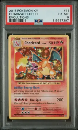 2016 POKEMON XY EVOLUTIONS #11 CHARIZARD-HOLO PSA 6 - Image 1