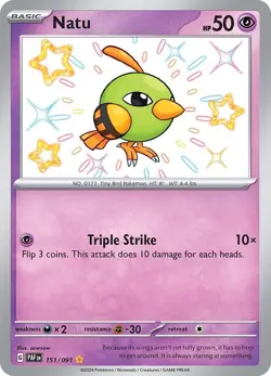 Natu 151/091 Paldean Fates Shiny Holo Rare Pokemon TCG NM - Image 1