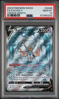 Pokemon Zacian V Ultra Rare Full Art Holo Crown Zenith GG48 PSA 10 - Image 2