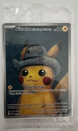 2023 Pokemon SV Black Star Promo Grey Felt Hat PIKACHU VAN GOGH SEALED US Seller - Image 1