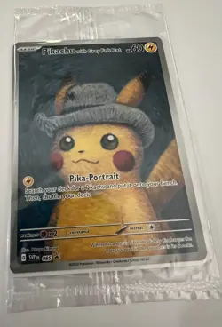 2023 Pokemon SV Black Star Promo Grey Felt Hat PIKACHU VAN GOGH SEALED US Seller - Image 2