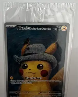 2023 Pokemon SV Black Star Promo Grey Felt Hat PIKACHU VAN GOGH SEALED US Seller - Image 3