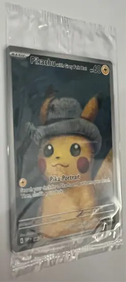 2023 Pokemon SV Black Star Promo Grey Felt Hat PIKACHU VAN GOGH SEALED US Seller - Image 5