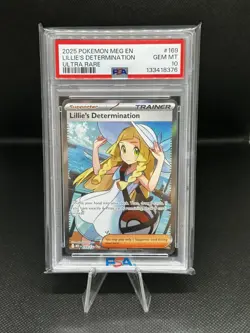 Lillie's Determination 169/132 PSA 10 GEM MINT Pokemon Mega Evolution Base - Image 1