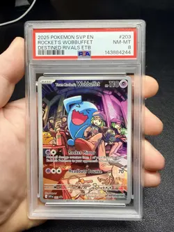 Pokemon TCG Destined Rivals Team Rockets Wobbuffet PSA 8 - Image 1