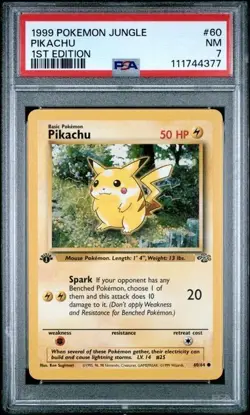-1999 Pokemon Jungle Pikachu Card 60/64 PSA 7 1st Edition U GET ONE CARD - Image 1