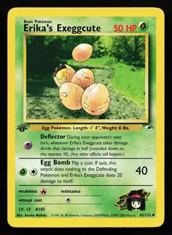 Erika's Exeggcute 43/132 1st Edition Gym Heroes Pokemon Card - Image 1
