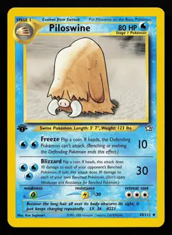 Piloswine 44/111 Uncommon 1st Edition Neo Genesis Pokemon Card - Image 1