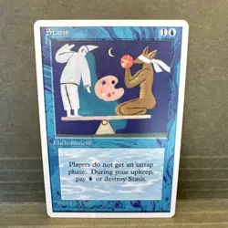 Magic The Gathering Stasis MTG 4th Ed Rare Blue Enchant 1995 Fay Jones - Image 1