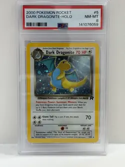 2000 Pokemon Team Rocket Dark Dragonite Holo #5/82 PSA 8 - Image 1