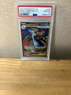 2025 POKEMON PFL EN-PHANTASMAL FLAMES ULTRA RARE #109 MEGA CHARIZARD X EX PSA 10 - Image 1