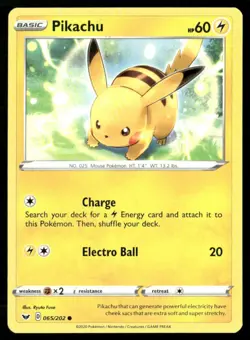 2020 Sword & Shield Pikachu Basic/Common #65 - Image 1