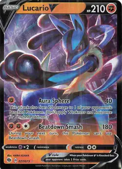 Lucario V 027/073 Holo Rare V Champion's Path Pokemon Near Mint - Image 1