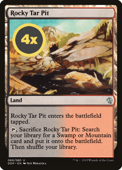 MTG Playset (4x) Rocky Tar Pit ** Zendikar vs. Eldrazi ** English (NM) - Image 1