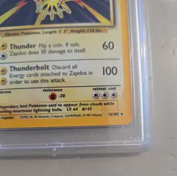 PSA 9 MINT Zapdos 16/102 Base Set HOLO RARE Pokemon Card - Image 2