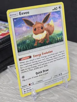 Pokemon Card TCG Eevee 101/149 HD Swirl Cosmos Holo Sun and Moon 2017 NM - Image 1