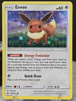 Pokemon Card TCG Eevee 101/149 HD Swirl Cosmos Holo Sun and Moon 2017 NM - Image 4