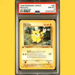 1999 PIKACHU #60 /64 1st Edition PSA 8 Pokemon Card Game - Image 1