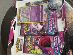 Pokemon Sword & Shield Fusion Strike 3 Booster Packs, Espeon Promo Card & Coin - Image 2