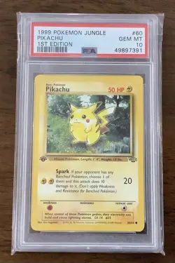 1999 Pokemon Jungle 1st Edition Pikachu PSA 10 Gem Mint - Image 1
