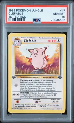 1999 Pokemon 1st Edition Jungle Clefable | PSA 10 Gem Mint - Image 1