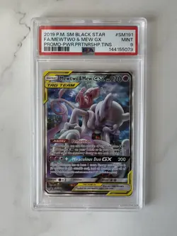 Mewtwo & Mew GX SM191 PSA 9 Black Star Promo Pokemon Card - Image 1
