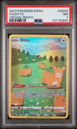 2023 POKEMON SWORD & SHIELD CROWN ZENITH #GG22 FULL ART/DITTO PSA 7 - Image 1